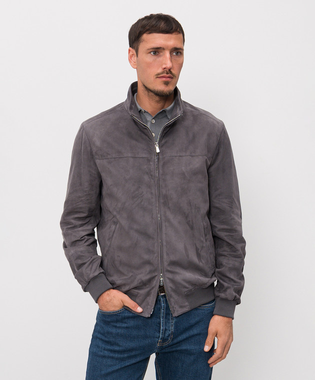 Enrico Mandelli Сіра замшева куртка 3T920A7608 зображення 3