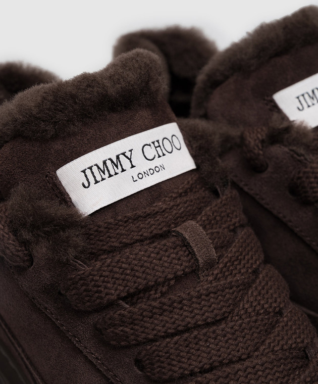 Jimmy Choo Коричневі замшеві кросівки Diamond Maxi Retro F на хутрі DIAMONDMAXIRETROFVQQ зображення 5