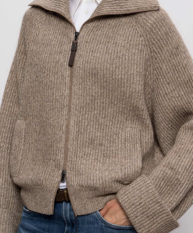 Brunello Cucinelli Коричневый кардиган с кашемиром с люрексом MTX755606P изображение 5