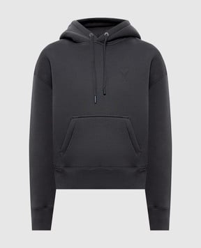 Ami Paris Сіре худі з емблемою Ami De Coeur USW756749