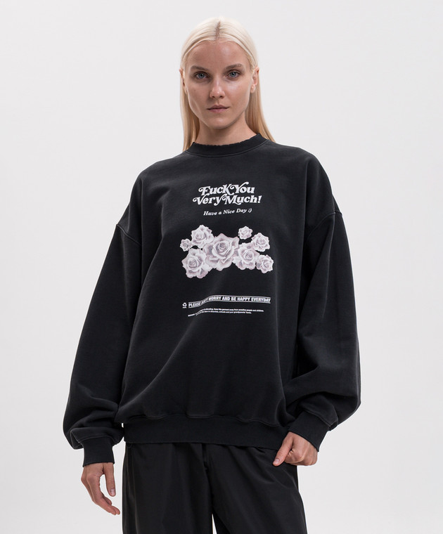 Vetements Чорний світшот з принтом MH27CN203B зображення 3