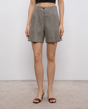 Brunello Cucinelli Серые шорты из льна MA698DV499