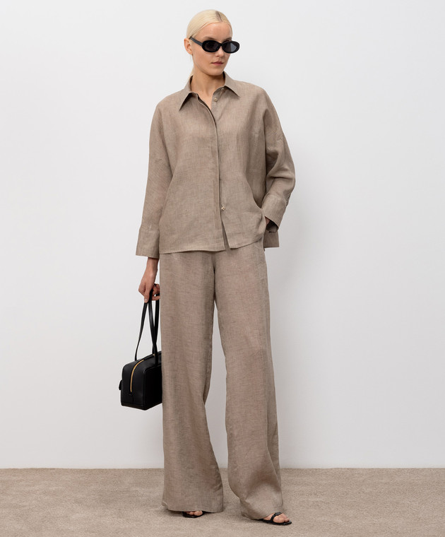 Fabiana Filippi Коричневая рубашка из льна CAD276F309M161 изображение 2