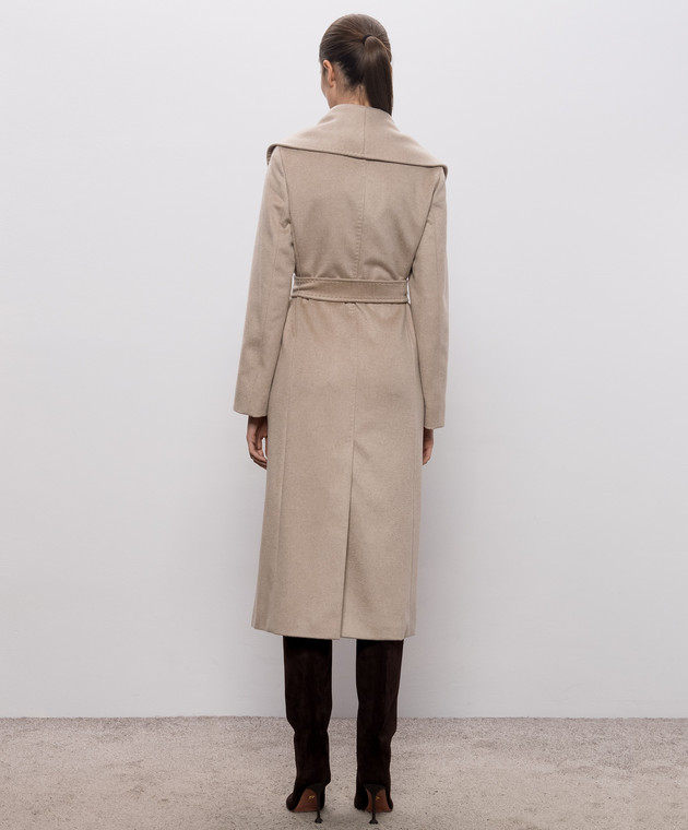 Max Mara Бежевое пальто ARDEA на запах из шерсти MSTARDEA изображение 4