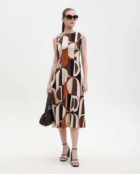 Marco Pescarolo Коричневое платье из шелка в геометрическом принте LYDIAD5393