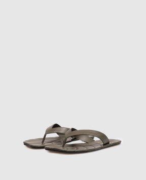 JW Anderson Шкіряні шльопанці кольору хакі з тисненням логотипа SL0016LA0232