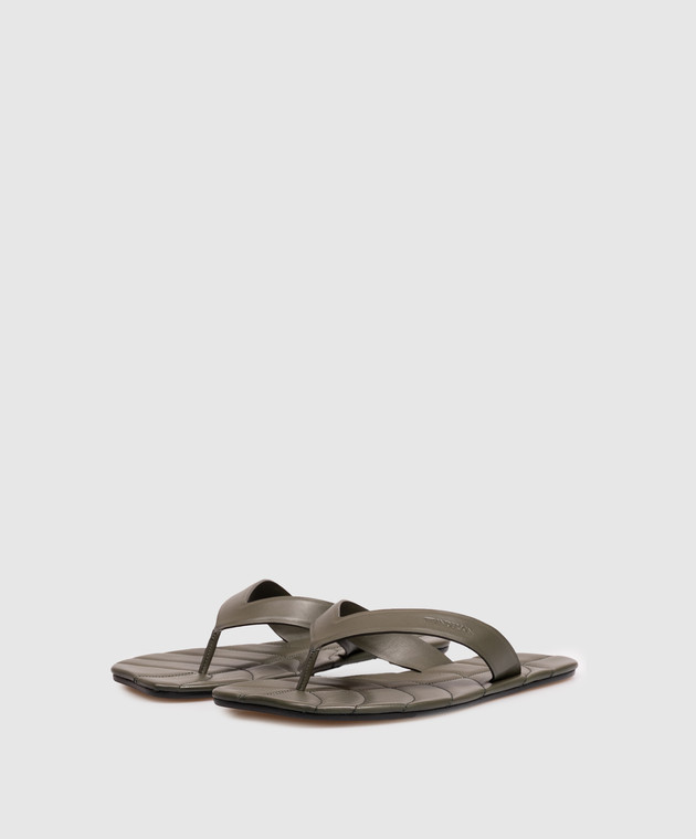 JW Anderson Кожаные шлепанцы цвета хаки с тиснением логотипа SL0016LA0232 изображение 2