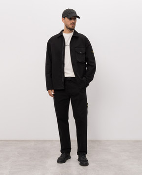 Stone Island Черная куртка в стиле рубашки с логотип патч L2S151200001S0404