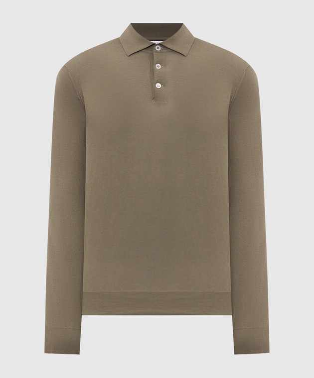 Brunello Cucinelli Поло цвета хаки из шерсти и кашемира M2400295