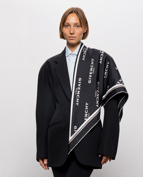 Givenchy Чорна хустка із шовку у візерунок логотипа 710011159003