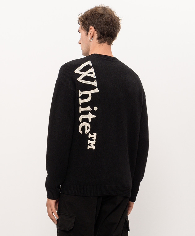 Off-White Черный свитер с шерстью 44MHE213F26K001 изображение 4