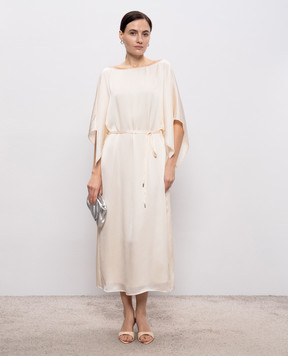 Peserico Бежевое платье миди с поясом E0239001516