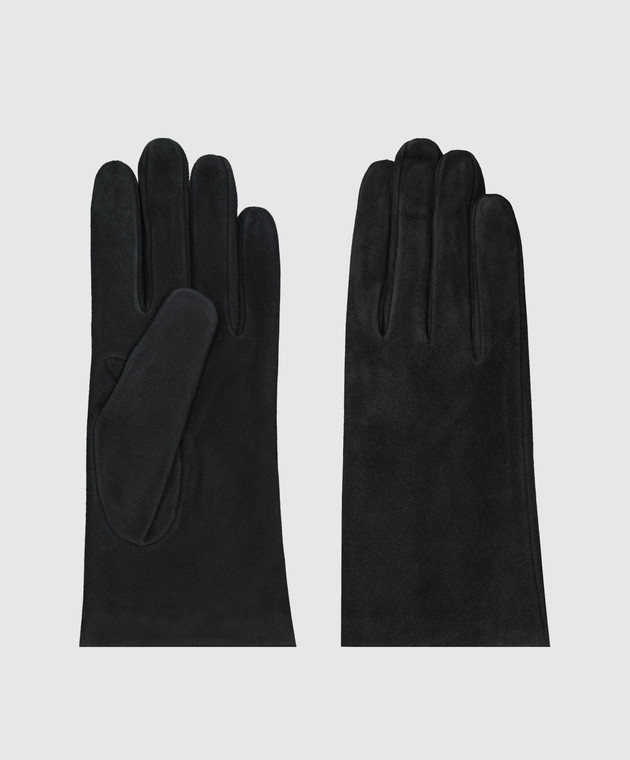 Sermoneta Gloves Чорні замшеві рукавички на хутрі кролика 307ASUEDE