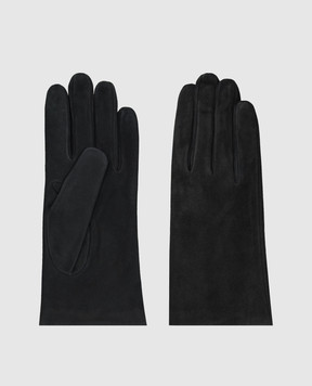 Sermoneta Gloves Чорні замшеві рукавички на хутрі кролика 307ASUEDE