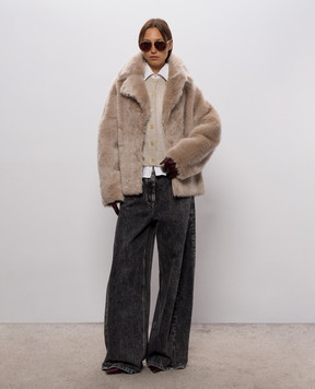 Babe Pay Pls Бежевая укороченная дубленка 2331CASHMERE