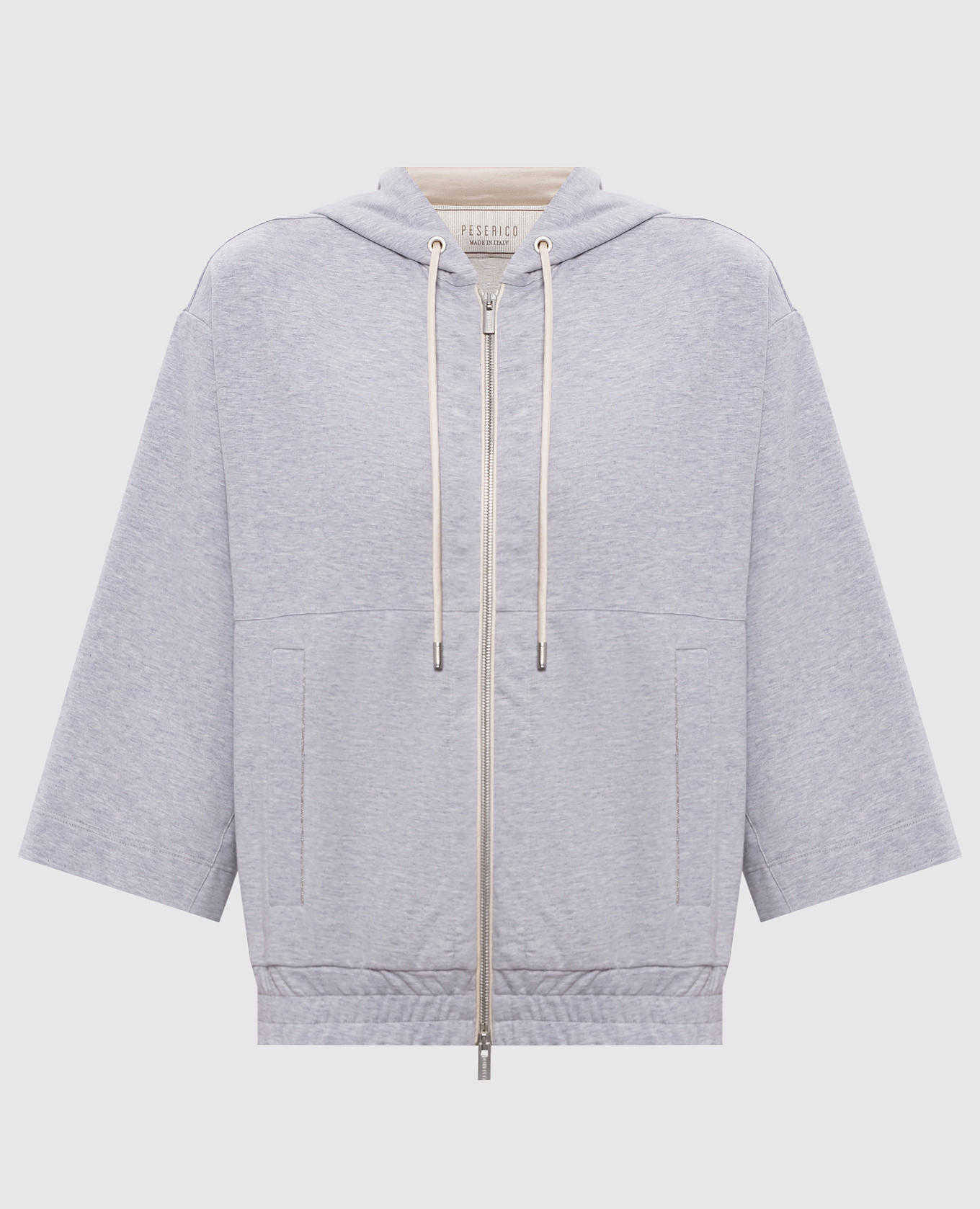 Серая меланжевая спортивная куртка с цепочкой мониль