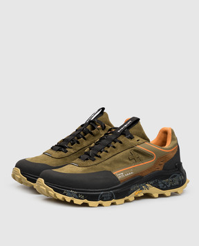 Premiata Комбіновані кросівки кольору хакі Devin DEVIN501