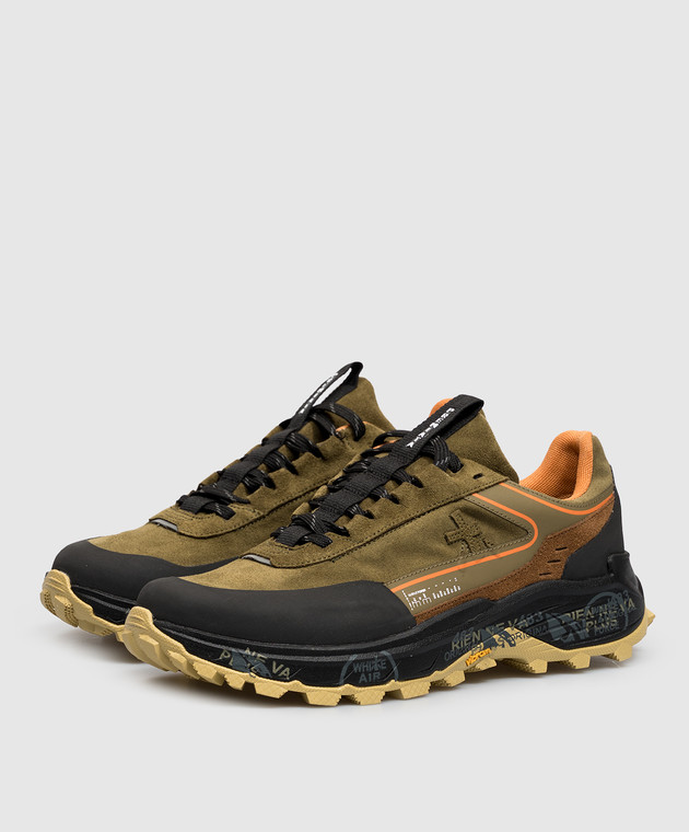 Premiata Комбинированные кроссовки цвета хаки Devin DEVIN501 изображение 2