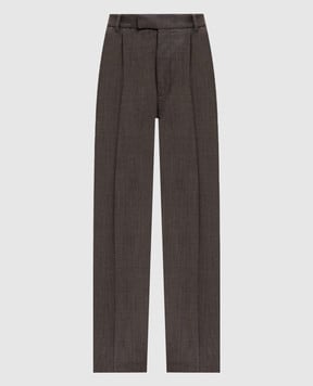 Maison Margiela MM6 Коричневые брюки из шерсти в узор S62KB0247M35636