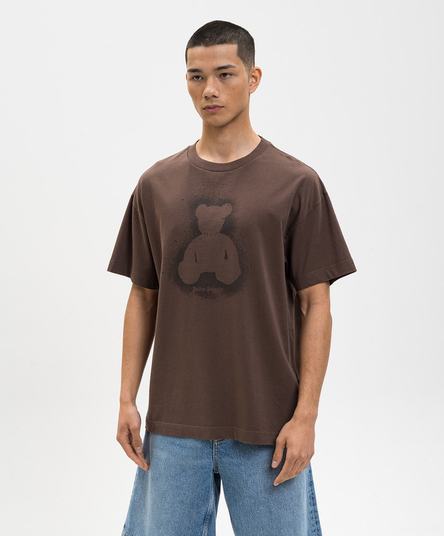 Palm Angels Коричнева футболка Spray Bear PMAA109S26JER001 зображення 3