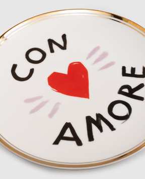 Bitossi Home Белая фарфоровая тарелка для хлеба With Love FTB00271