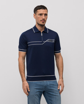 Stefano Ricci Синее поло из шелка K616434Z33F26104