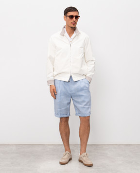 Brunello Cucinelli Блакитні бермуди з вовни та льону MZ408U0020