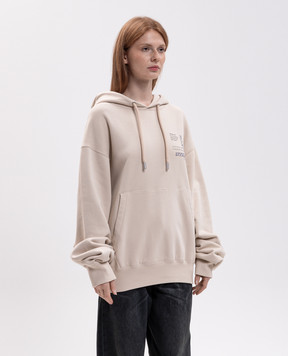 Off-White Бежево худи с брендовым принтом 29E00752T
