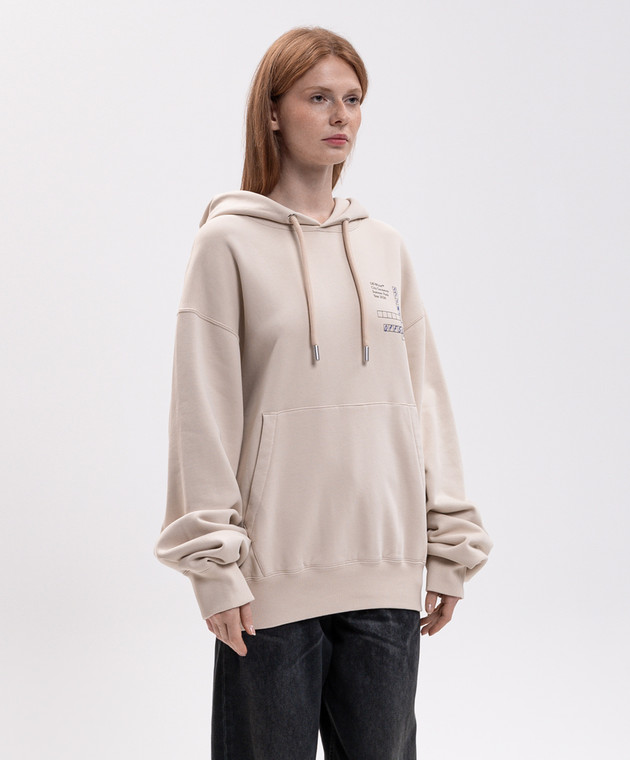 Off-White Бежево худи с брендовым принтом 29E00752T изображение 3