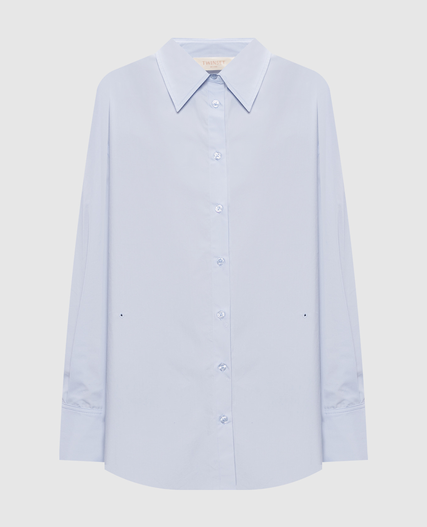 Голубая рубашка с вышивкой логотипа