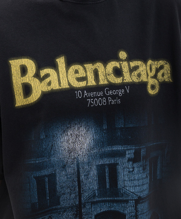 Balenciaga Черная футболка с принтом логотипа 871733TUVO6 изображение 5