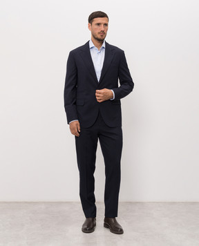 Brunello Cucinelli Синий костюм из шерсти и шелка MHN217BTZ
