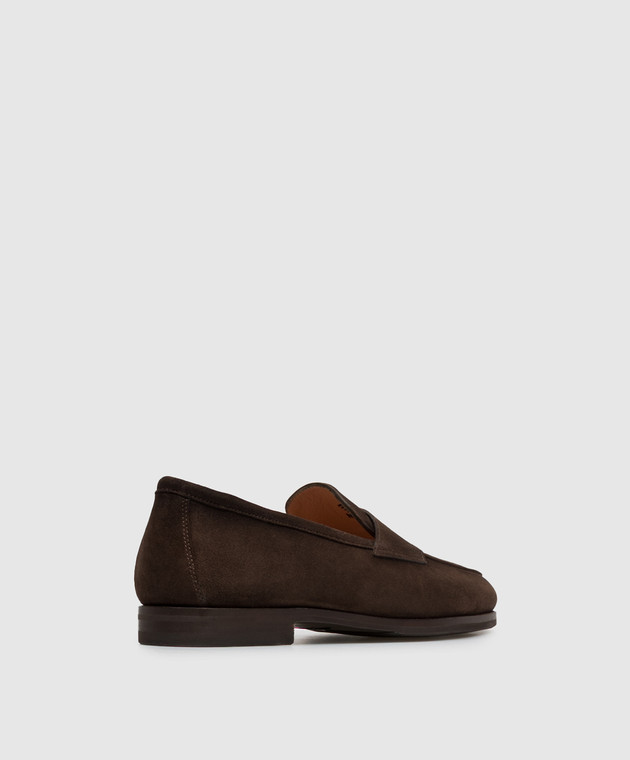 Santoni Коричневые замшевые лоферы WUNY72357SI9NAEA изображение 3