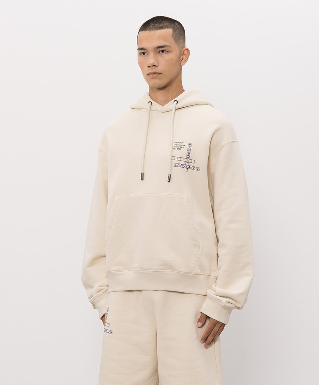 Off-White Бежевые худи с принтом Connect Dots 44MBB12NF26F00J изображение 3