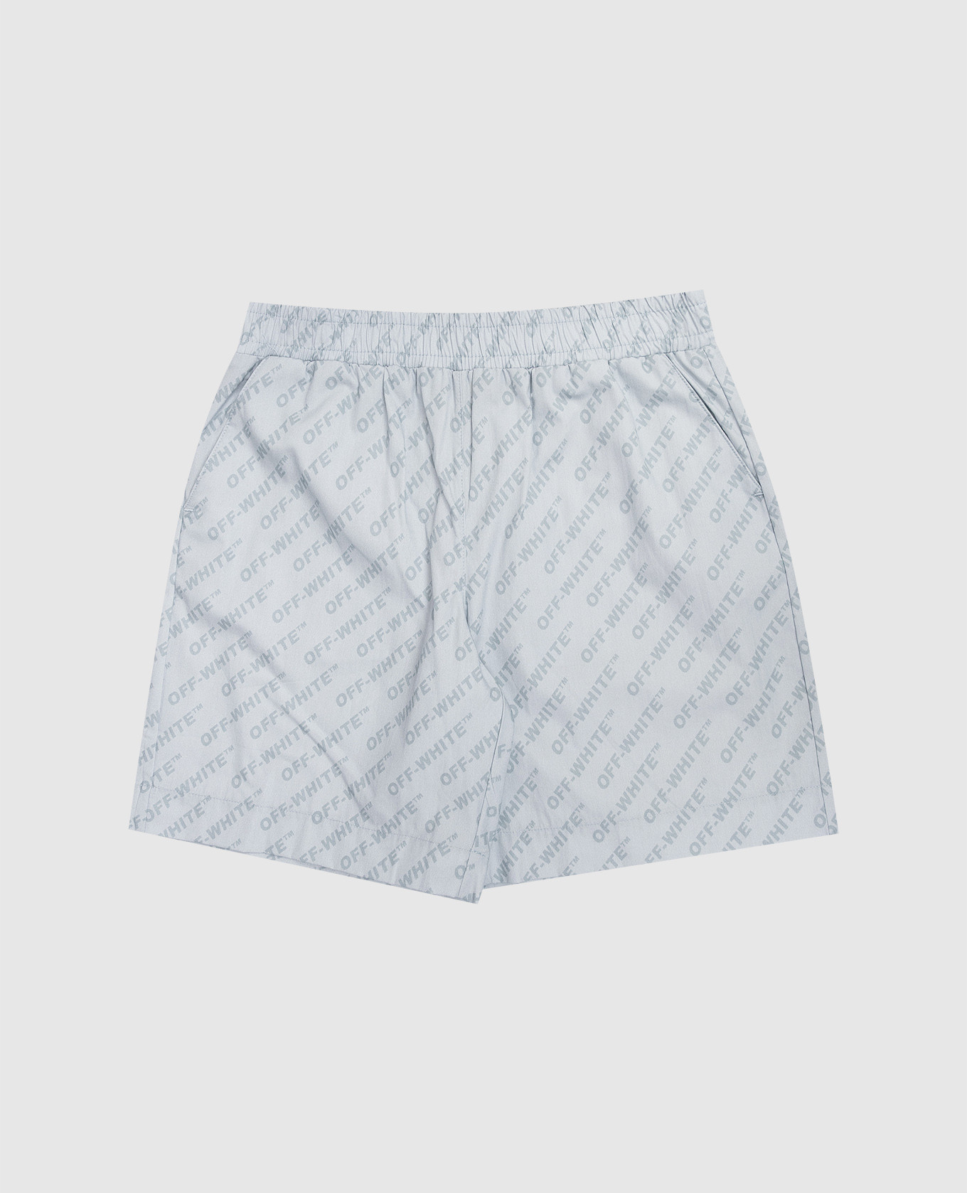 Детские голубые шорты в принт логотипа