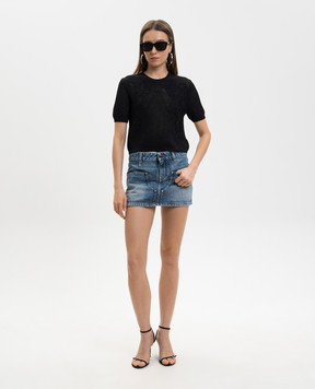 AMIRI Синя джинсова спідниця міні з ефектом потертості AWBMSK1018