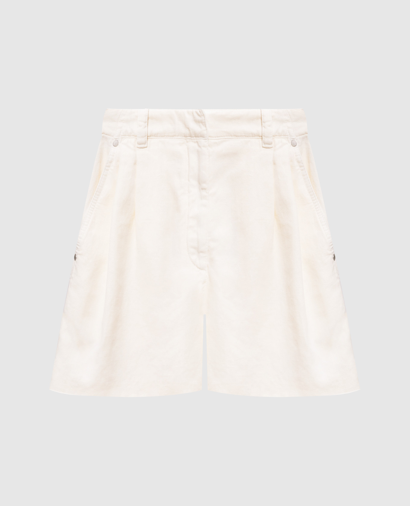 

Джинсовые шорты цвета айвори с льном, Бежевый, Шорты