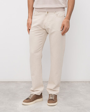 MooRER Бежеві джинси MILTON з льоном MILTON25ECRU