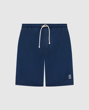 Brunello Cucinelli Синие шорты для плавания с вышивкой эмблемы MW817043