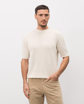 ISAIA Біла футболка з льону та шовку MG8362Y0508