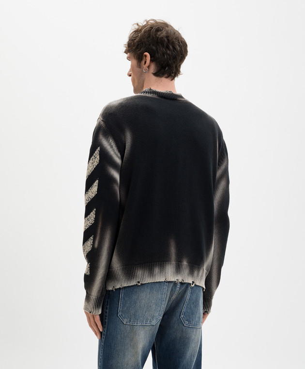 Off-White Черный свитер Diag Corrosion с прорехами 44MHE20US26K003 изображение 4
