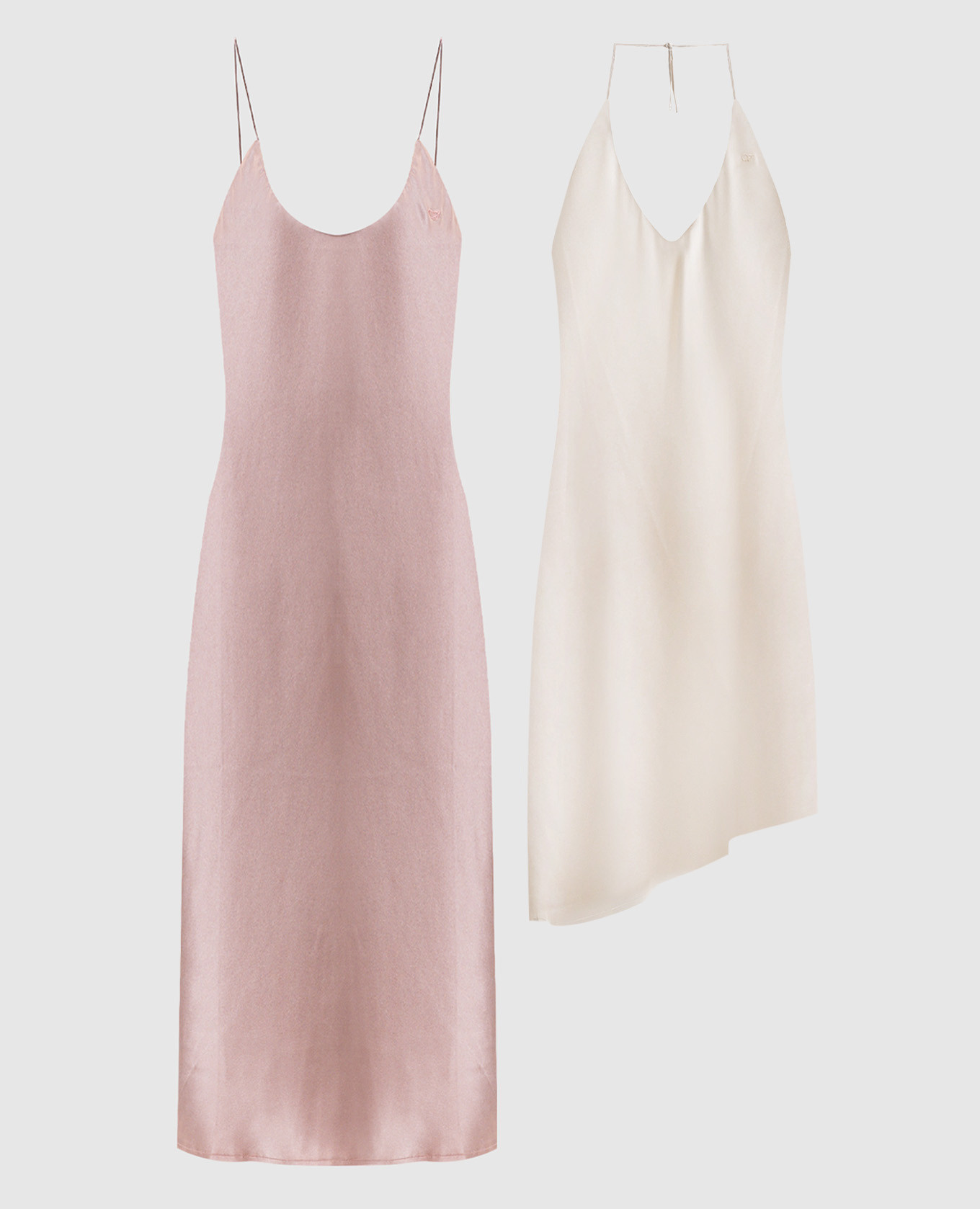 

Платье двойной конструкции с вышивкой монограммы, Розовый, Повседневные платья