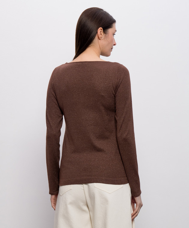 Brunello Cucinelli Коричневый джемпер с люрексом M41800008P изображение 4