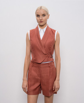 Brunello Cucinelli Коричневый жилет из льна MH527HG606