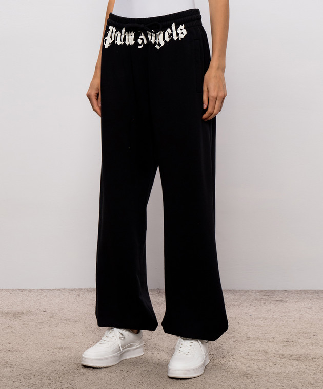 Palm Angels Черные спортивные брюки с принтом логотипа PAMCH001FL002w изображение 3