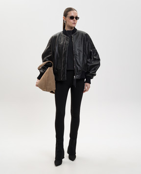 The Attico Чорний шкіряний бомбер 260WCB00004LBT128AA