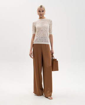 Fabiana Filippi Ажурний топ кольору айворі з паєтками MAD276F131D864