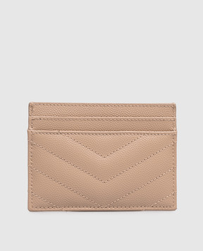 Saint Laurent Бежевий шкіряний картхолдер з металевою емблемою Cassandre 423291BOW01