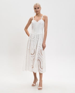 Charo Ruiz Белое платье миди Solace с вышивкой 263614