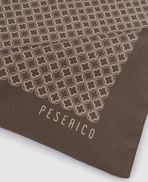 Peserico Коричнева хустка-паше із шовку в брендовий принт R71023C0CC804